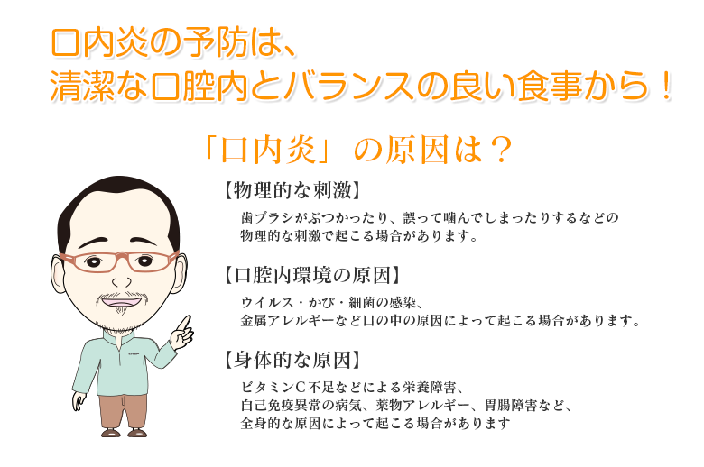 口内炎を予防するには口の中を清潔にしてバランスの良い食事を！
